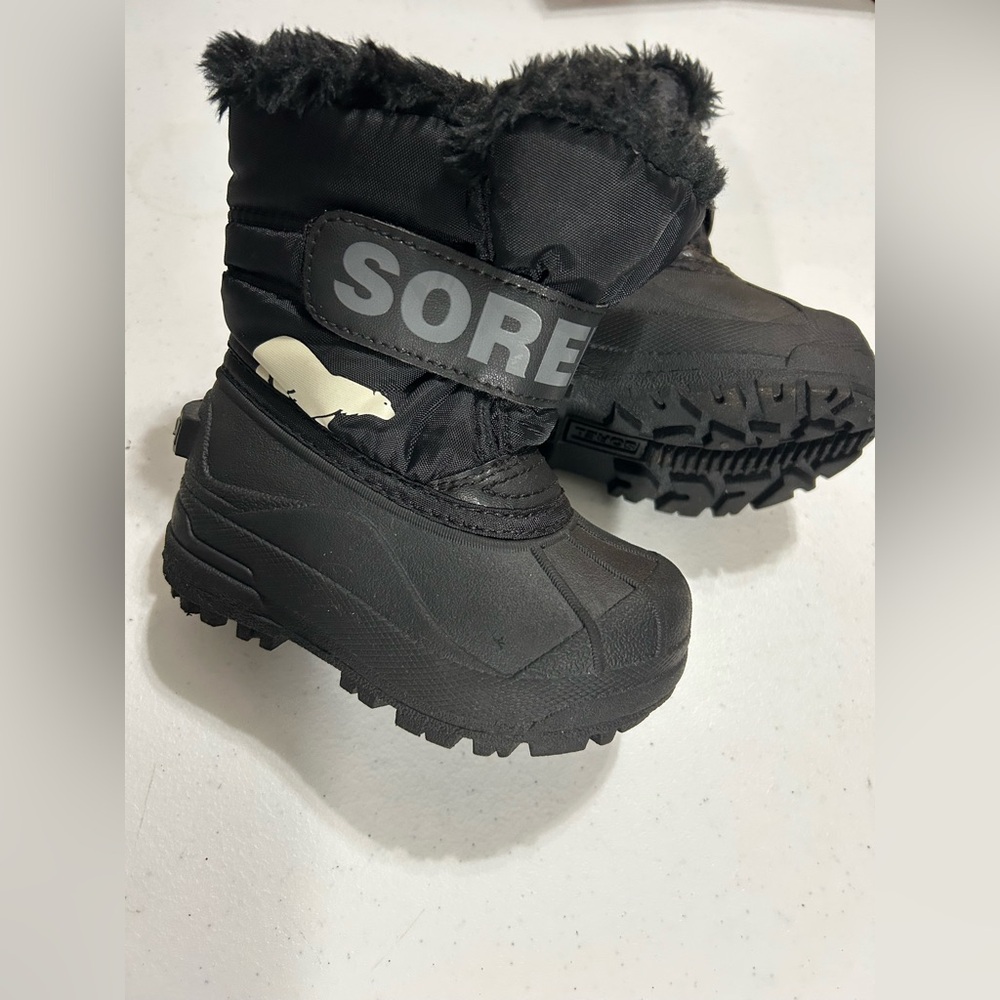 Sorel Toddler Commander Snow Boots Black sz 7 Unisex Insulated Waterproof
